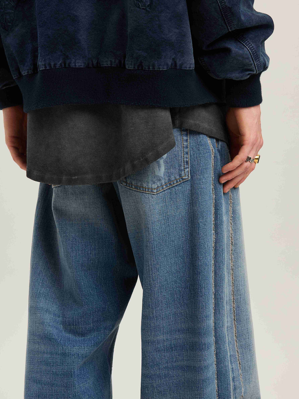 PALM ANGELS  CURVED LOGO LOOSE 5 POCKETS LIGHT BLUE - LIGHT BLUE - LIGHT BLUE PMYA049S25DEN002