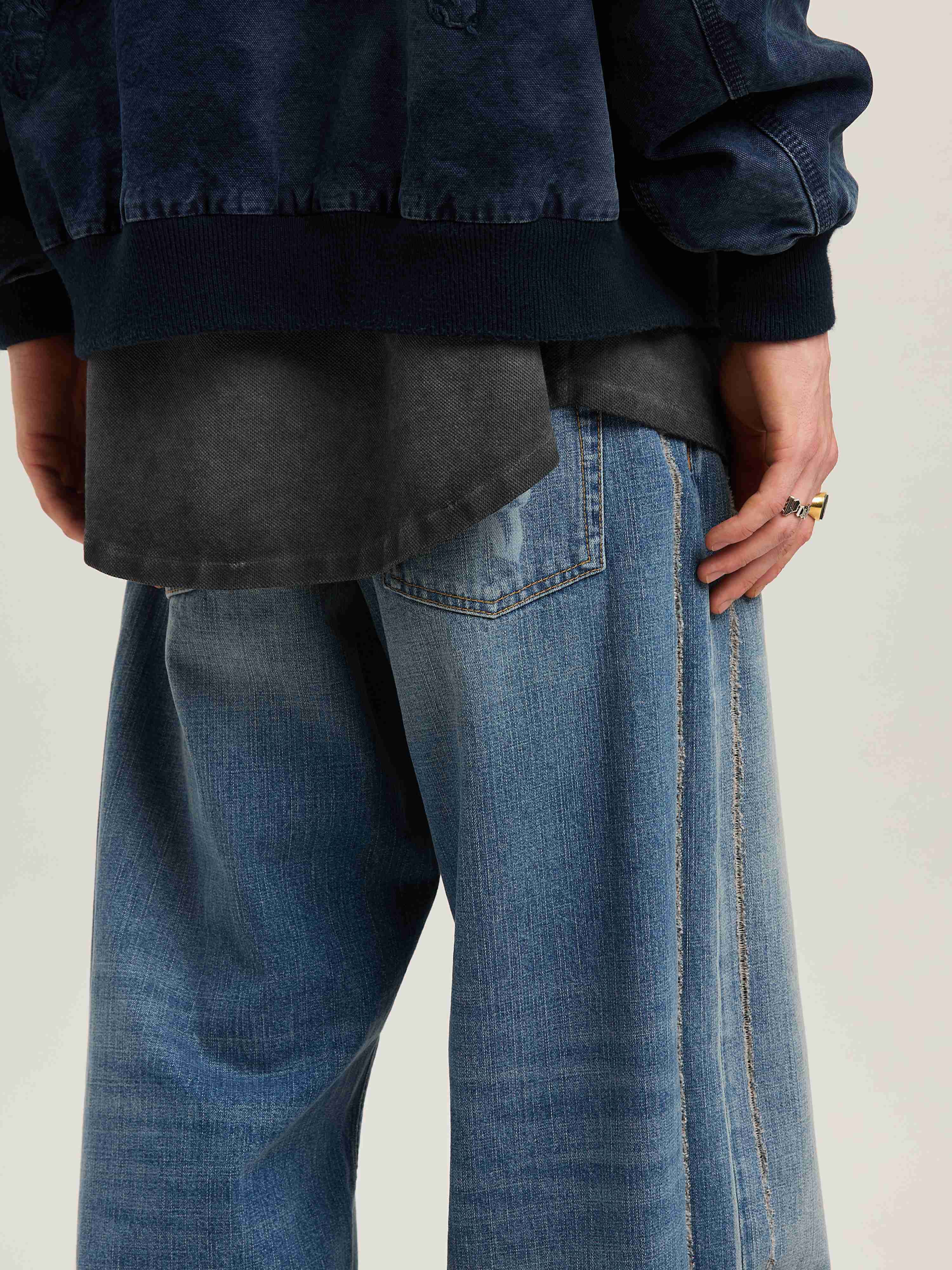 PALM ANGELS  CURVED LOGO LOOSE 5 POCKETS LIGHT BLUE - LIGHT BLUE - LIGHT BLUE PMYA049S25DEN002