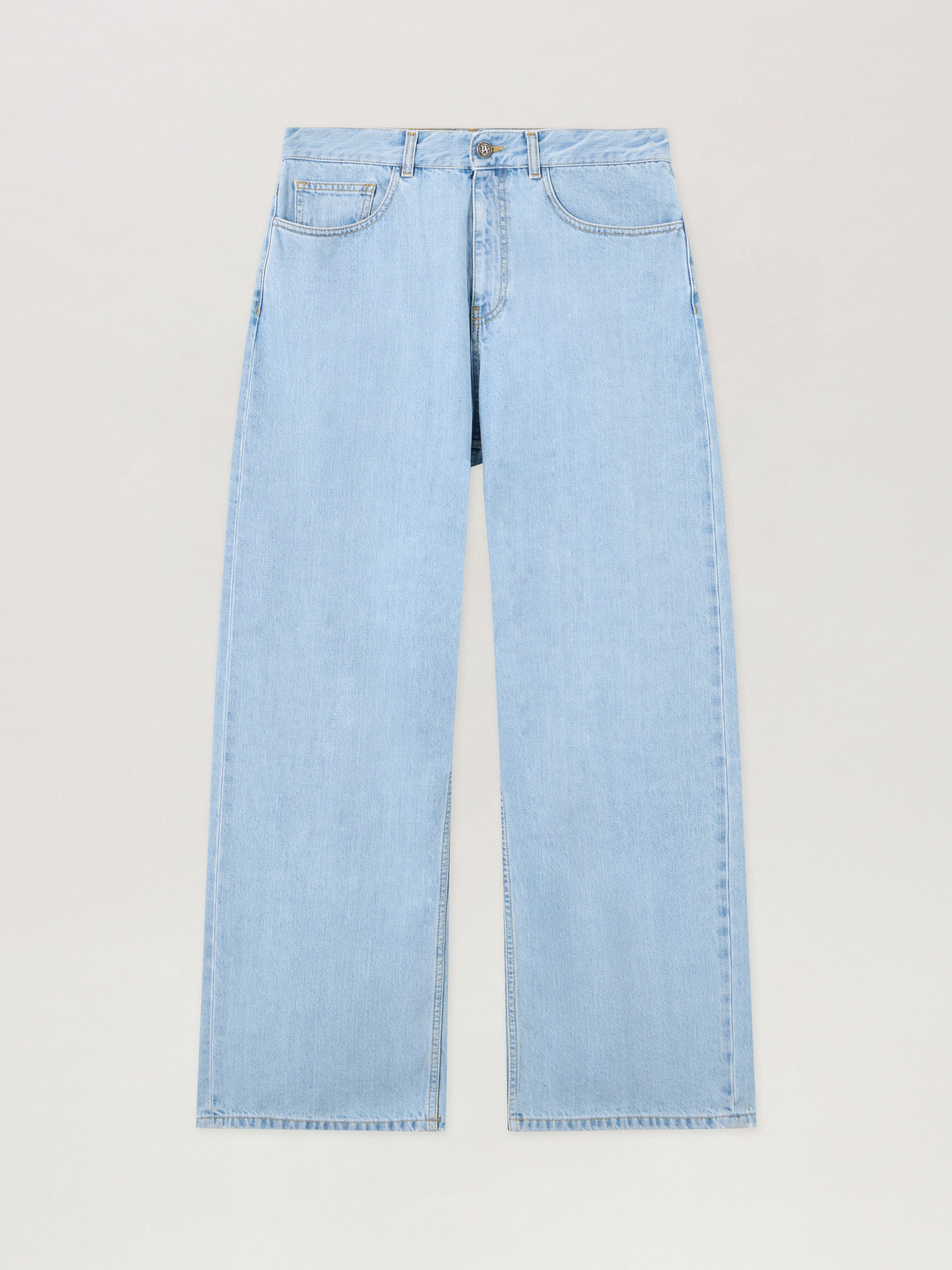 PALM ANGELS Curved Logo Loose Jeans LIGHT BLUE LIGHT BLUE PMYA049S26DEN009