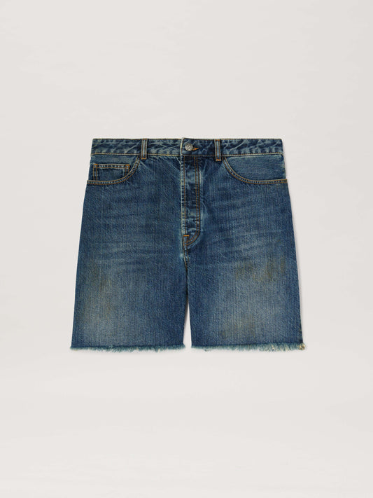 PALM ANGELS  CURVED LOGO DENIM SHORTS BLUE - LIGHT BL BLUE - LIGHT BLUE PMYC003S25DEN003