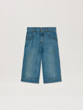 PALM ANGELS  G CURVED LOGO DENIM SKATER BLUE - GREEN PMYC007S25DEN001