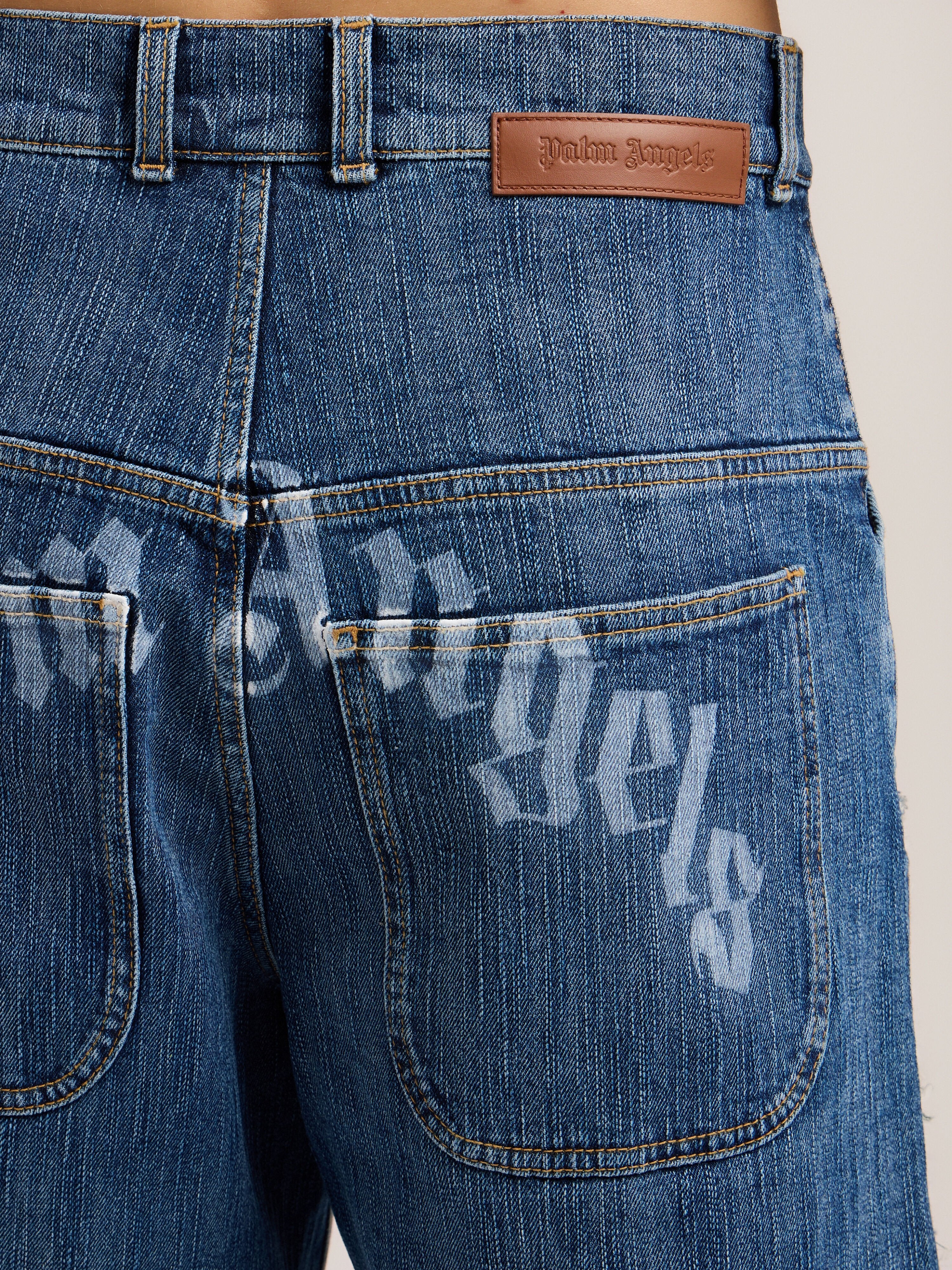 PALM ANGELS Curved Logo Skater Shorts MEDIUM BLUE MEDIUM BLUE PMYC00AS26DEN002