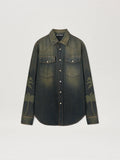 PALM ANGELS  LASER PALMS DENIM SHIRT BROWN - GREY PMYD019S25DEN001