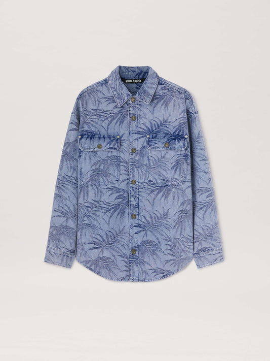 PALM ANGELS  PALMS JACQUARD DENIM SHIRT LIGHT BLUE - LIGHT BLUE - LIGHT BLUE PMYD024S25DEN001